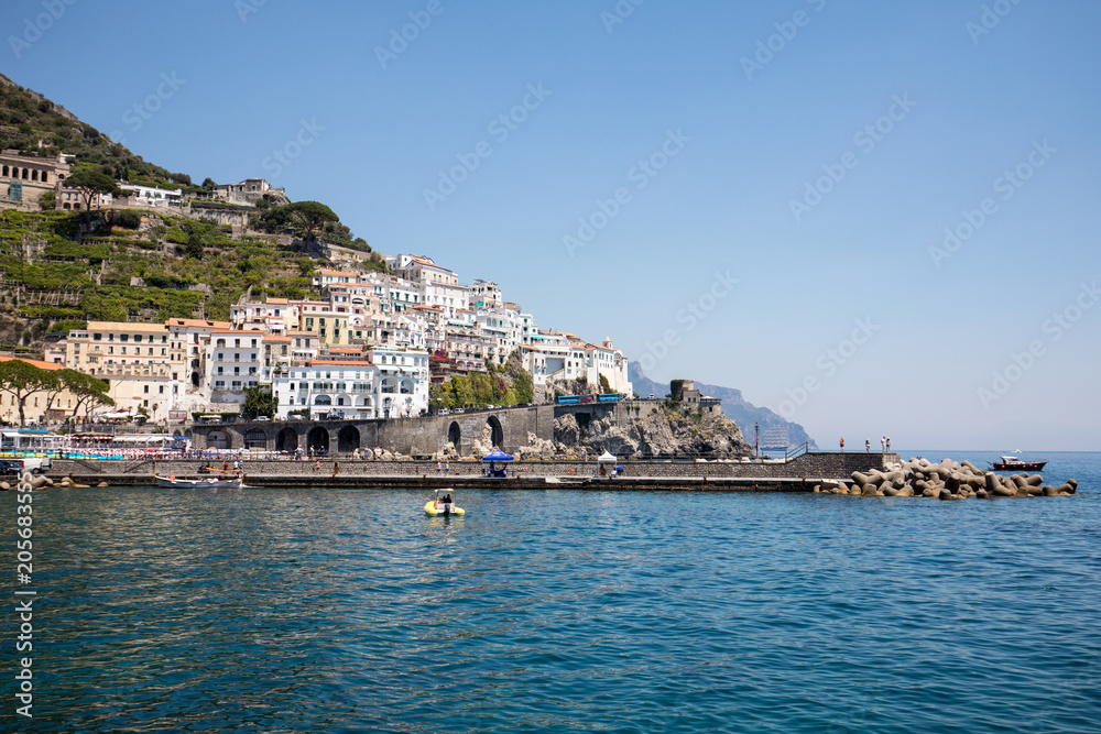  View of Amalfi. Amalfi is a charming resort town on the scenic Amalfi Coast of Italy.