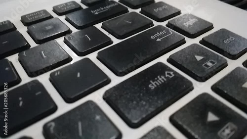 video footage close up hand press enter button