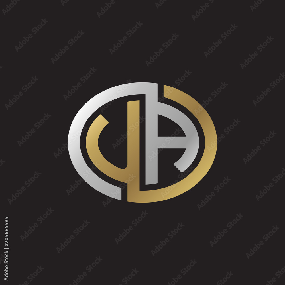 Initial letter UA, looping line, ellipse shape logo, silver gold color on black background Initial letter UA, looping line, ellipse shape logo, silver gold color on black background