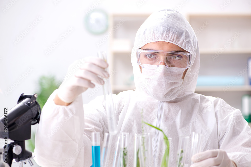 Biotechnology scientist chemist working in lab Biotechnology scientist chemist working in lab