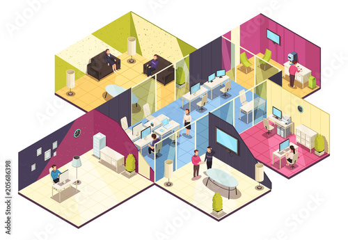 Isometric Office Building Interior 