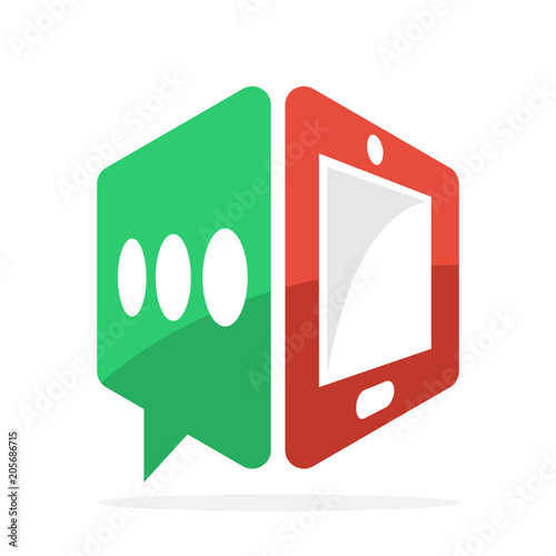 vector illustration icon with the concept of conversational communication with mobile smartphone application