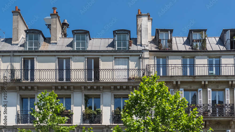 Paris, former facades with beautiful windows, and maid's rooms
