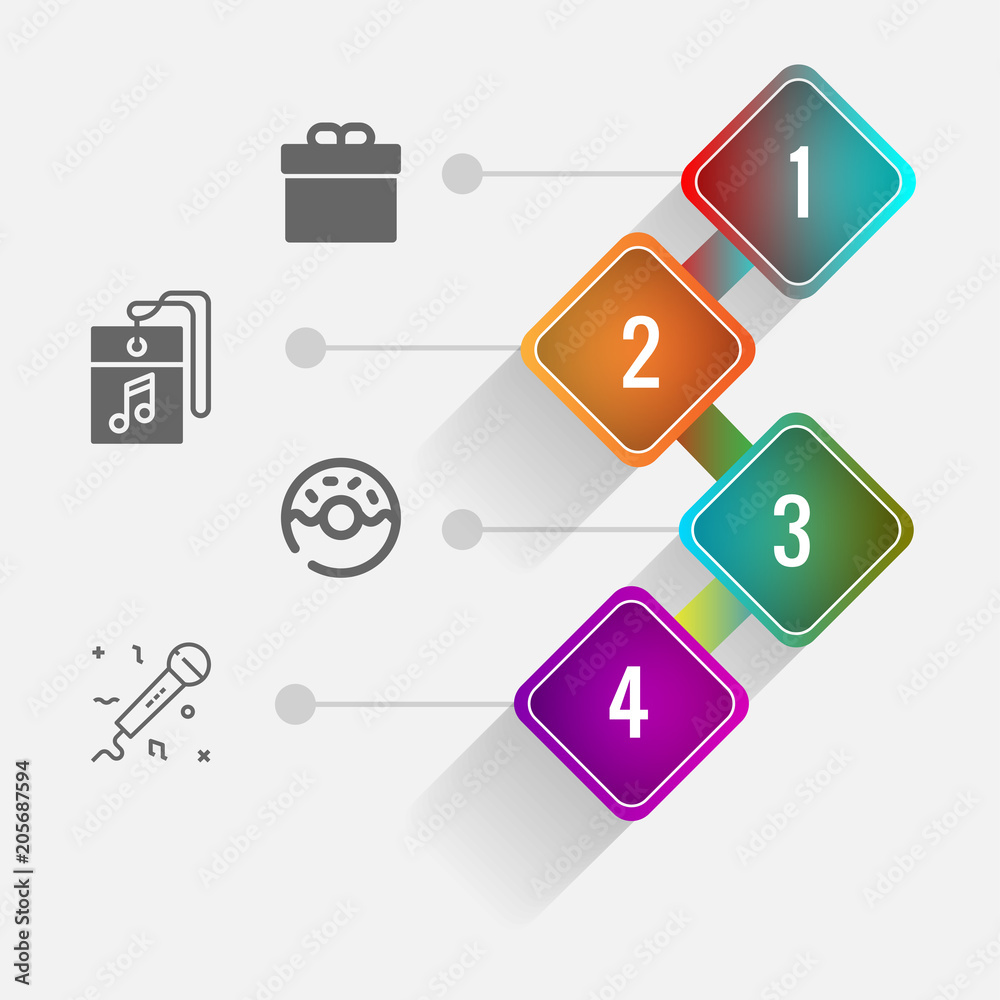 Birthday and party infographic with icon 4 step, for presentatio Birthday and party infographic with icon 4 step, for presentatio