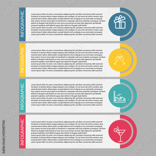 Birthday and party infographic with icon 4 step, for presentatio