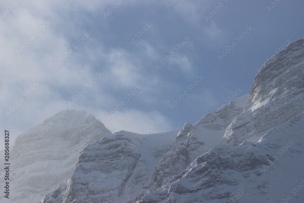 Kananaskis, AB, Canada - Snow Blowing off Mountain Peaks
