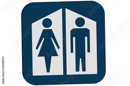 Señal azul de cuarto de baño.