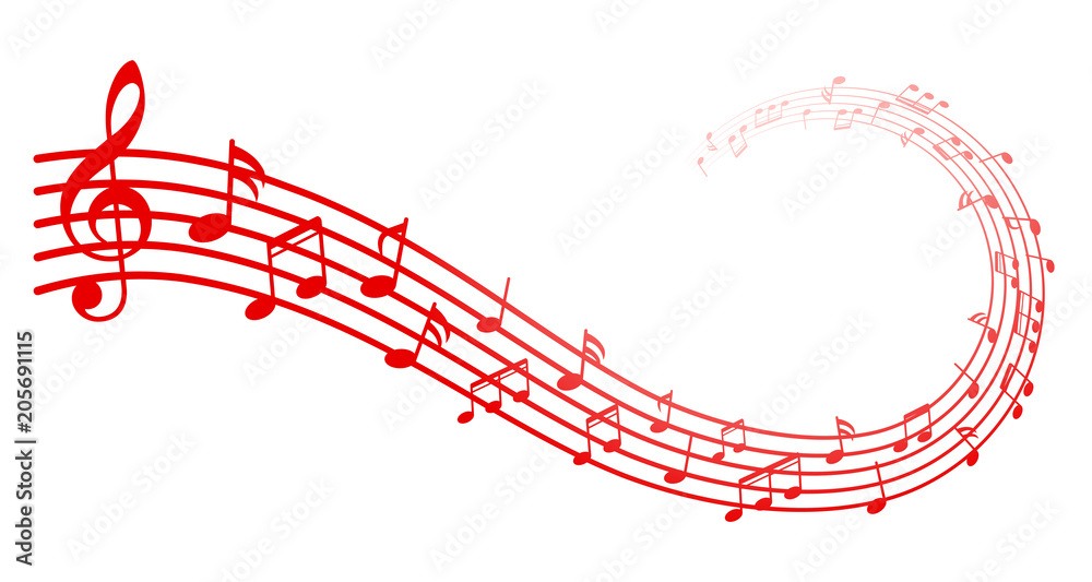 Fototapeta premium Red music notes background, musical notes – stock vector