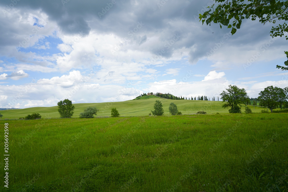 Crete Senesi near Asciano, Siena, Tuscan Italy, Magnificent landscape of the Tuscan countryside 