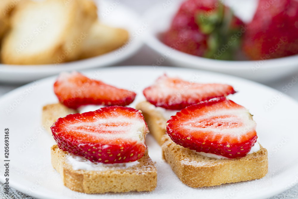Toast with fresh strawberry Toast with fresh strawberry