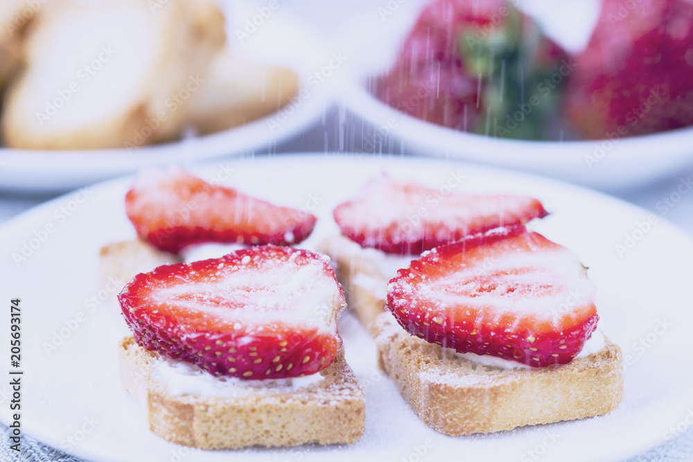 Toast with fresh strawberry Toast with fresh strawberry