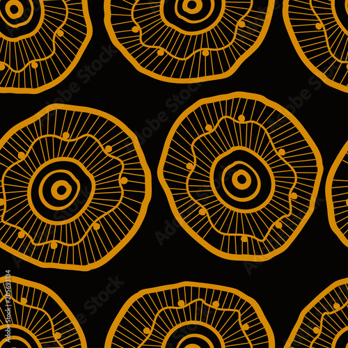 abstract orange circles on a black background vector art, idea for decoration