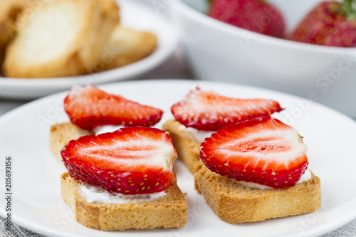 Toast with fresh strawberry