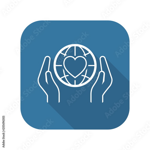 Global Health Assistance Icon. Flat Design.