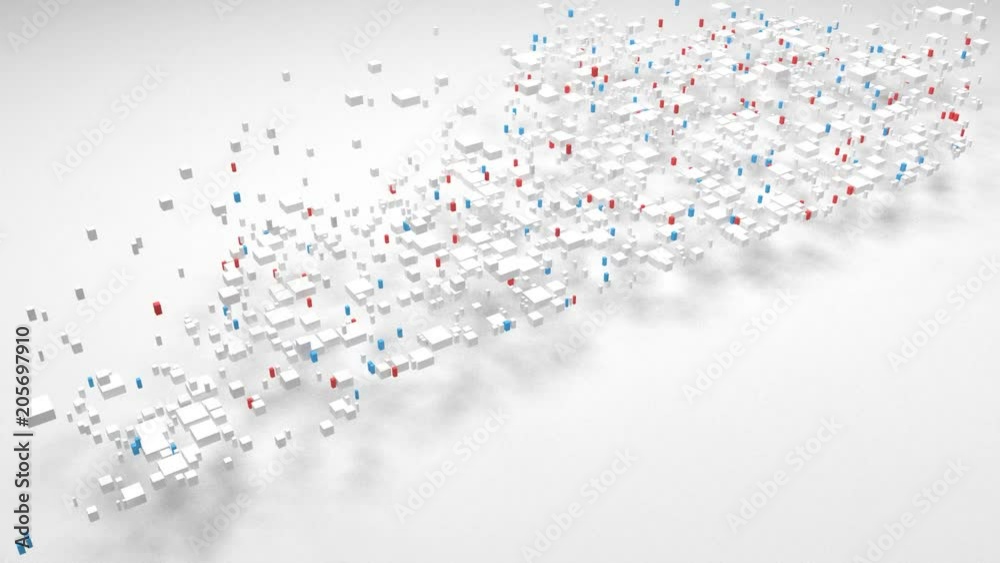 Map of Kentucky - USA | 3d Rendering, mosaic of little bricks - White and flag colors. A number of 3816 little boxes are accurately inserted into the mosaic