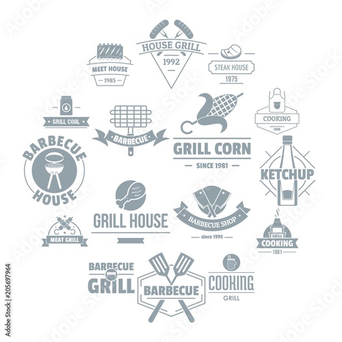 Wallpaper Mural Barbecue grill logo icons set. Simple illustration of 16 barbecue grill logo vector icons for web Torontodigital.ca