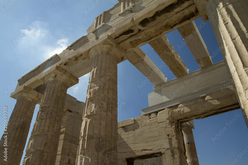Columns of Acropolis in Athens, Greece