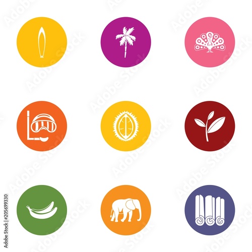 Wild tropic icons set. Flat set of 9 wild tropic vector icons for web isolated on white background