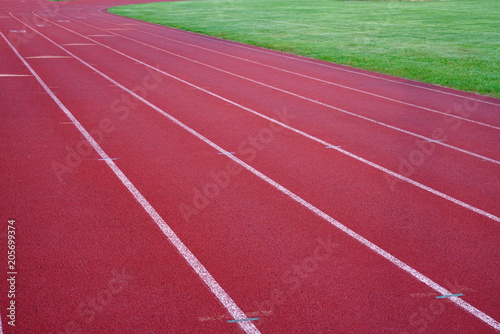 red outdoor running track in sport field
