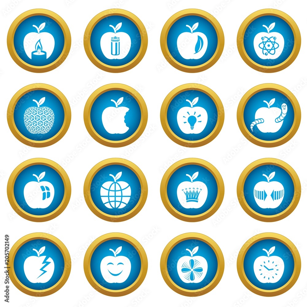 Apple logo icons set. Simple illustration of 16 apple logo vector icons for web Apple logo icons set. Simple illustration of 16 apple logo vector icons for web