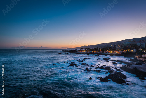 PUERTO DE LA CRUZ, TENERIFE / SPAIN - FEBRUARY 24 2018: Morning view on bay of Puerto de la Cruz