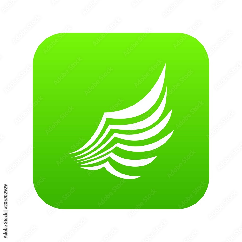 Wing icon digital green for any design isolated on white vector illustration