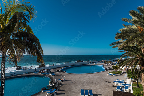 PUERTO DE LA CRUZ  TENERIFE   SPAIN - FEBRUARY 26 2018  Puerto de la Cruz beach