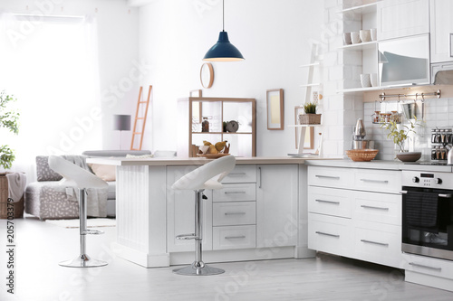 Fototapeta Naklejka Na Ścianę i Meble -  Stylish kitchen interior in apartment. Idea for home design