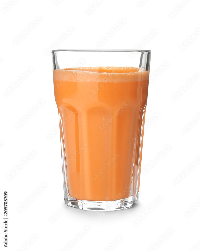 Glass with delicious detox smoothie on white background Glass with delicious detox smoothie on white background