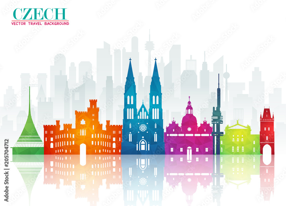 Czech Landmark Global Travel And Journey paper background. Vector Design Template.used for your advertisement, book, banner, template, travel business or presentation.