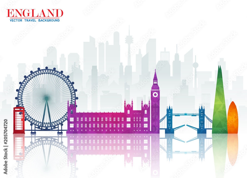 Fototapeta premium England Landmark Global Travel And Journey paper background. Vector Design Template.used for your advertisement, book, banner, template, travel business or presentation.