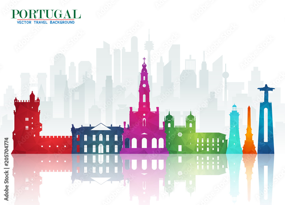 Portugal Landmark Global Travel And Journey paper background. Vector Design Template.used for your advertisement, book, banner, template, travel business or presentation.