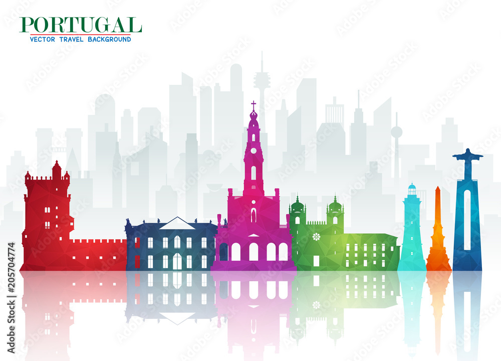 Obraz premium Portugal Landmark Global Travel And Journey paper background. Vector Design Template.used for your advertisement, book, banner, template, travel business or presentation.
