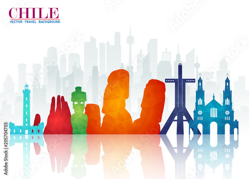 Chile Landmark Global Travel And Journey paper background. Vector Design Template.used for your advertisement, book, banner, template, travel business or presentation