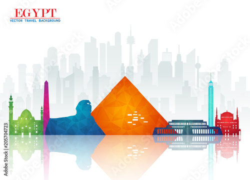 Egypt Landmark Global Travel And Journey paper background. Vector Design Template.used for your advertisement, book, banner, template, travel business or presentation.