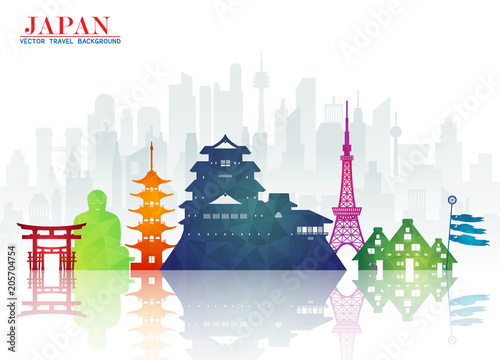 Japan Landmark Global Travel And Journey paper background. Vector Design Template.used for your advertisement, book, banner, template, travel business or presentation.