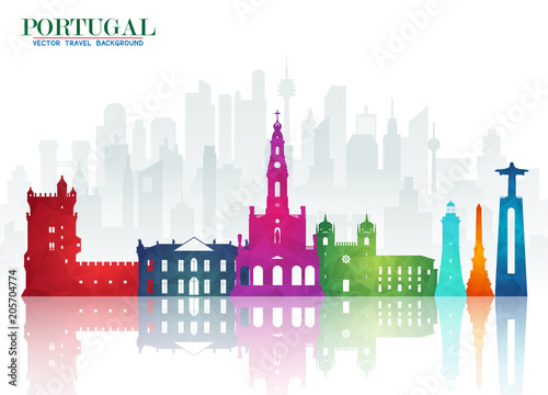 Portugal Landmark Global Travel And Journey paper background. Vector Design Template.used for your advertisement, book, banner, template, travel business or presentation.