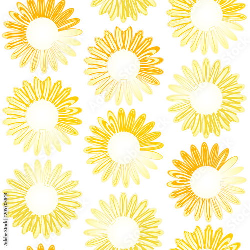 Fototapeta Naklejka Na Ścianę i Meble -  ひまわりのグラデーションシームレスパターン(白背景)