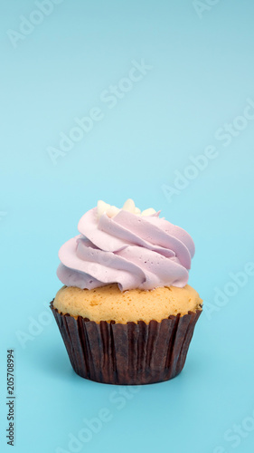 Cupcake on a blue background.