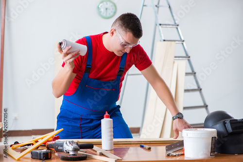 Contractor working in the workshop