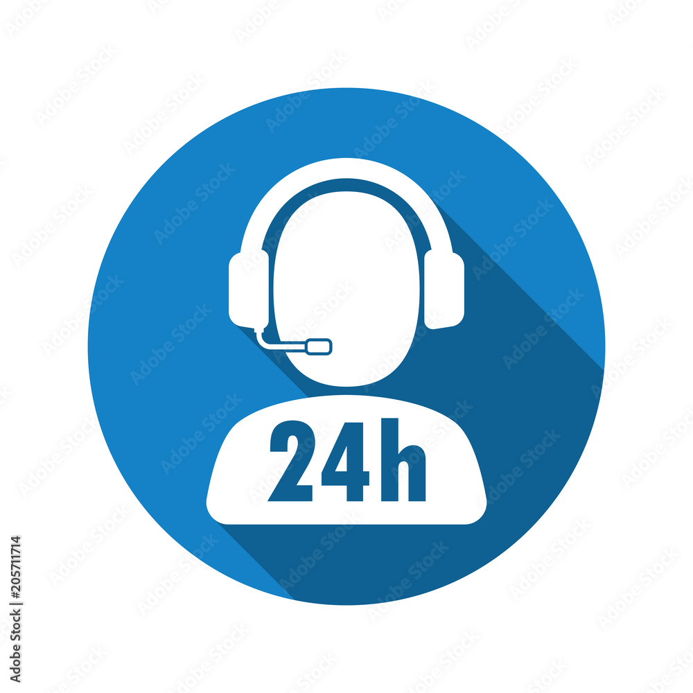 24 Hours customer service flat icon vector 24 Hours customer service flat icon vector