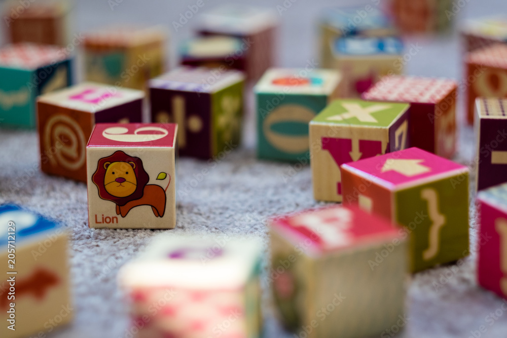 Children's blocks on the floor Children's blocks on the floor