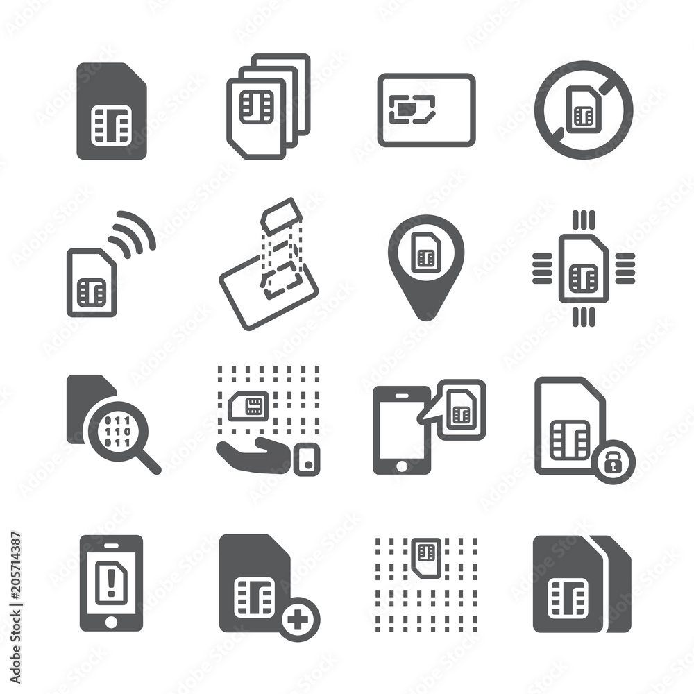 Sim icon set Sim icon set