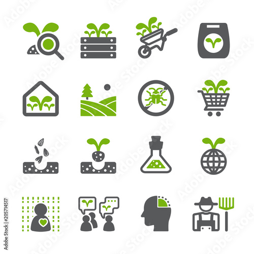 Organic farm icon set