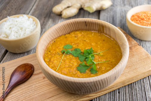 Indian lentil dhal with ginger and fresh coriander