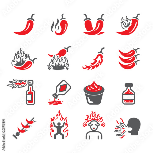 Chilli,Savory,Hot icon set
