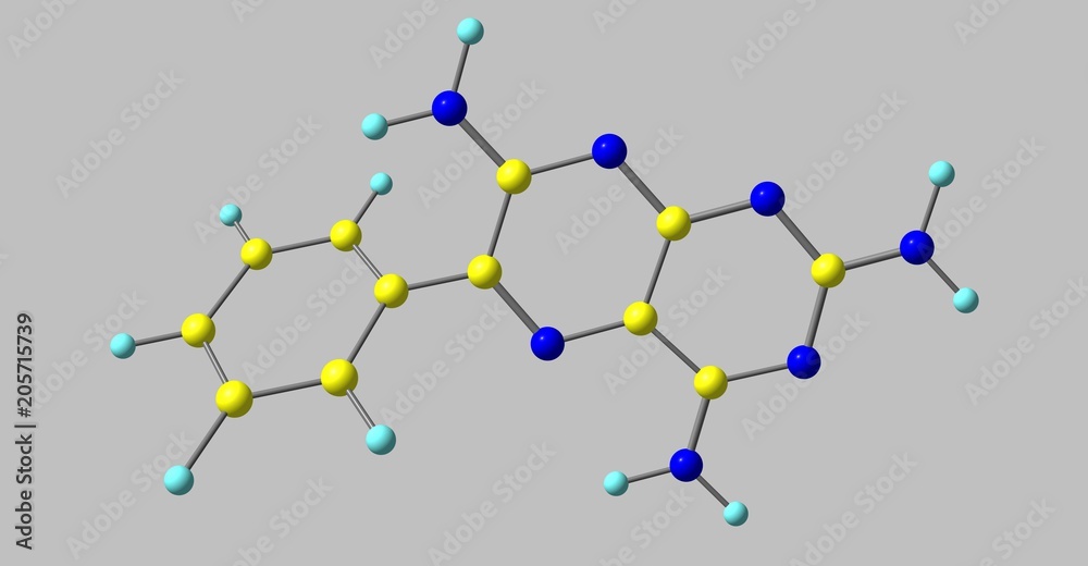 Triamterene molecular structure isolated on grey Triamterene molecular structure isolated on grey
