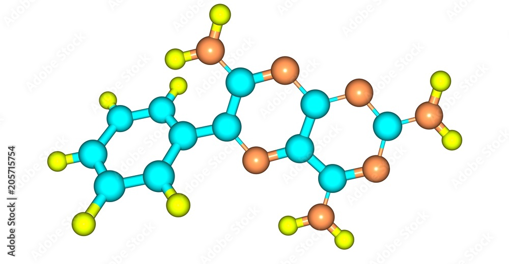 Triamterene molecular structure isolated on white Triamterene molecular structure isolated on white