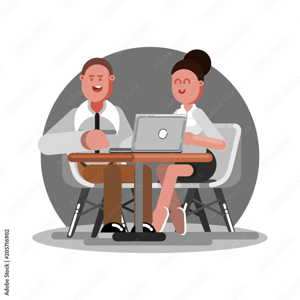 Two office workers eating Two office workers eating