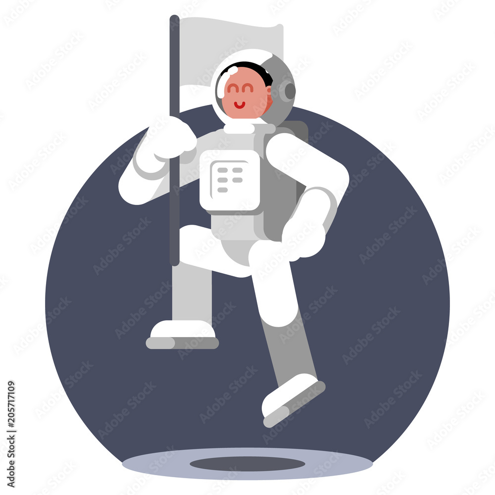Woman cosmonaut fly in zero gravitation